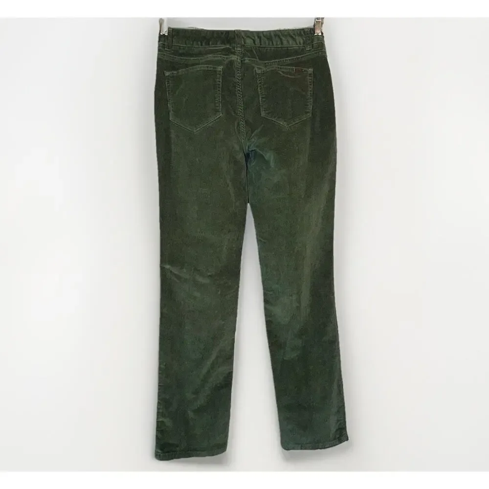 LL Bean Womens 6 Favorite Fit Stretch Corduroy Pants Olive Sage Green Flat Front